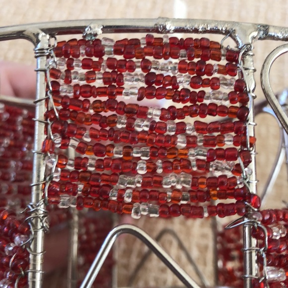 Heart Design Red Beaded Votive Candle Holder - Picture 7 of 16